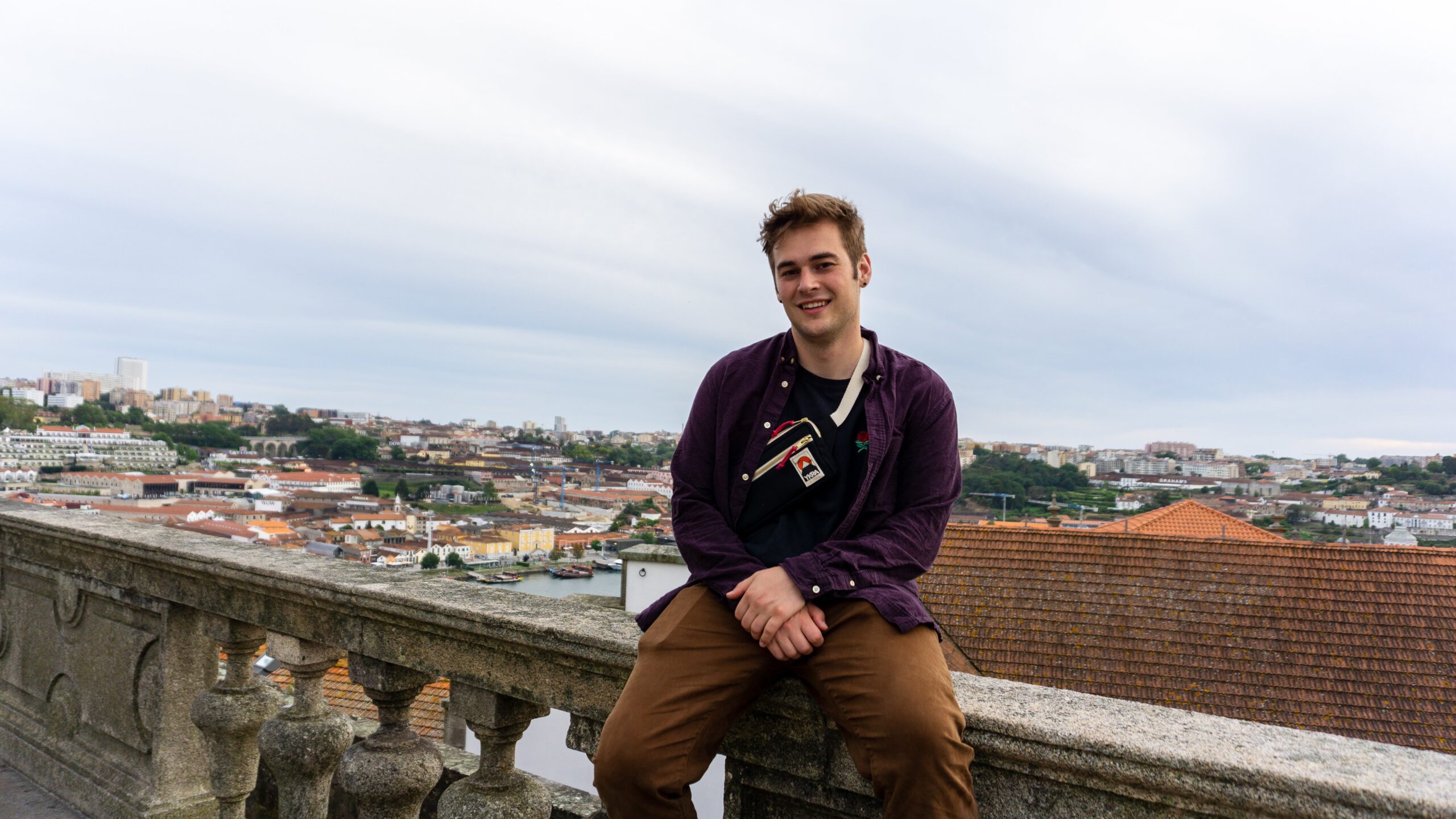 Ben Testani posing in Porto, Portugal